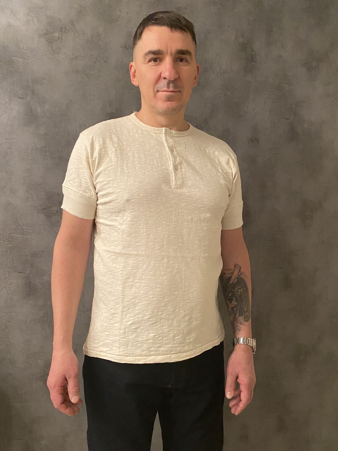 Customer photo review of 1890s Slub Cotton Henley T-Shirt