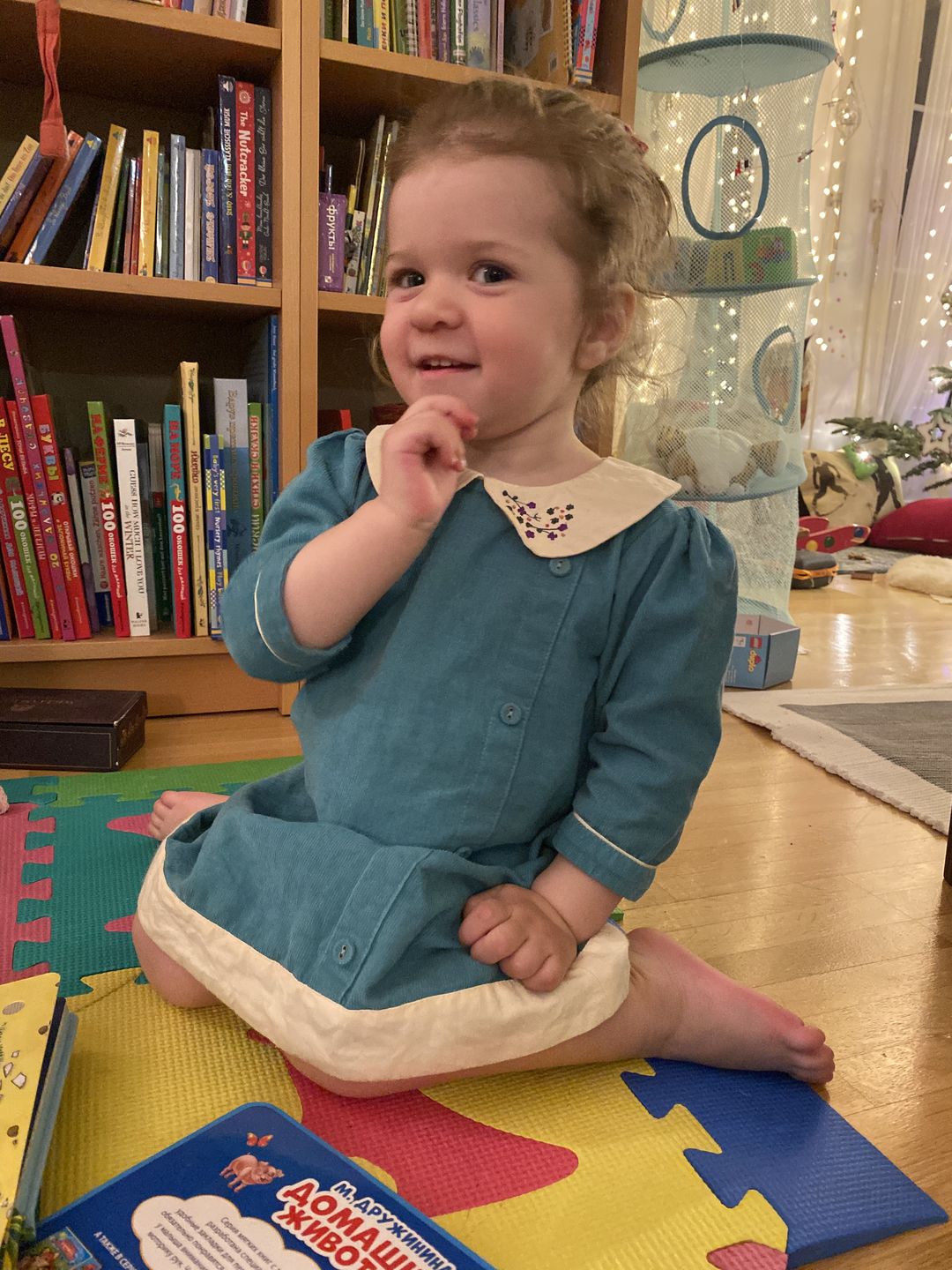 Customer photo review of Mountain Blue Button Down Dress