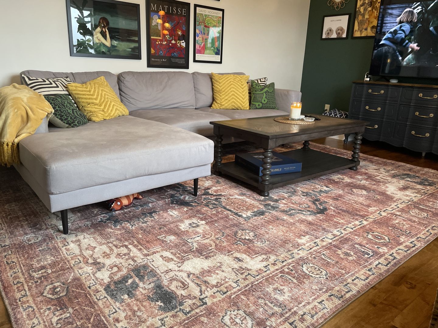 Customer photo review of Distressed Vintage Cezanne Terracotta Area Rug