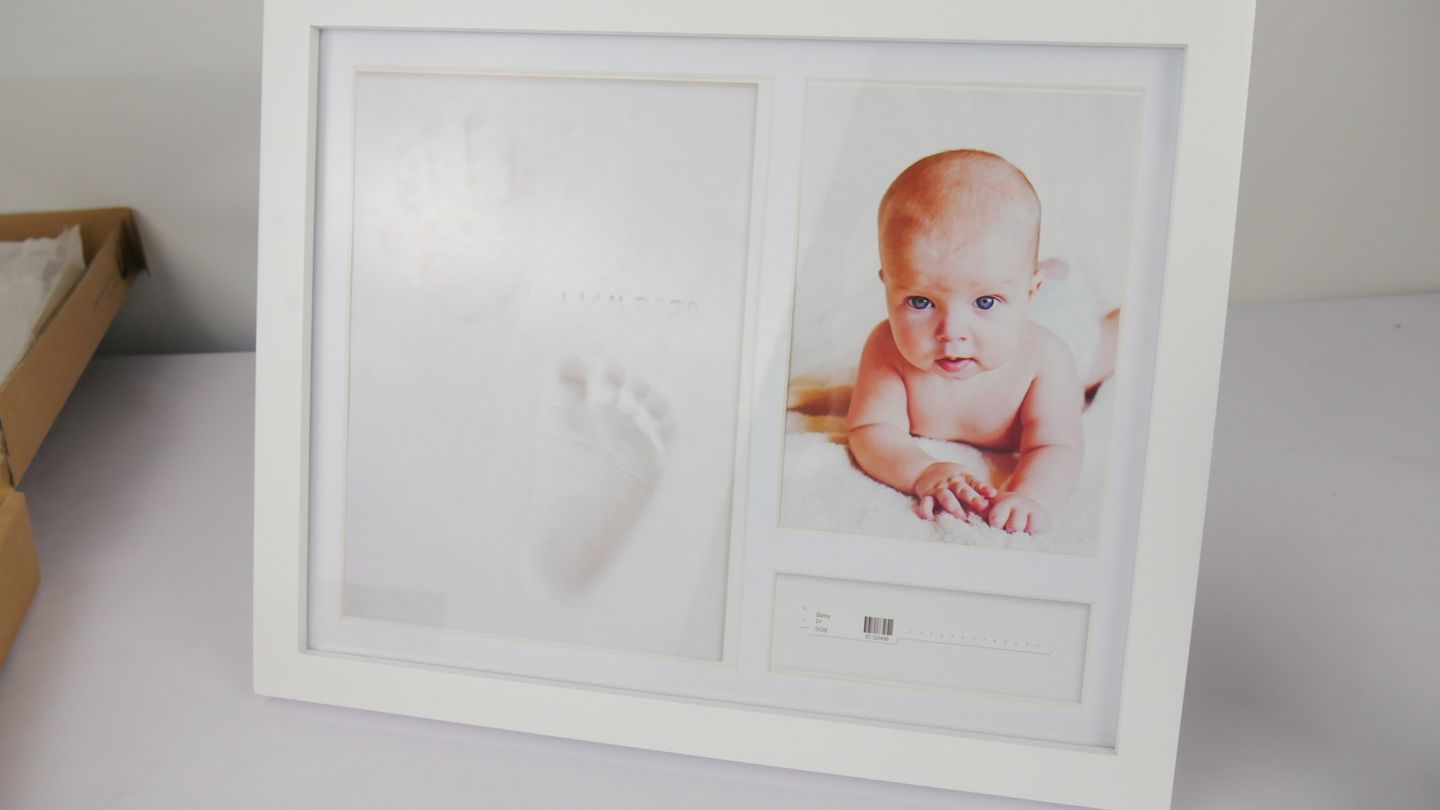 Customer photo review of NOEL Baby Handprint & Footprint Keepsake Frame