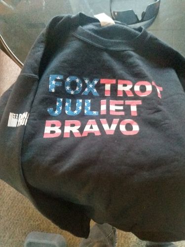 Customer photo review of Foxtrot Juliet Bravo Crewneck Sweatshirt