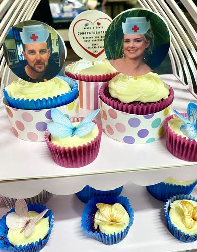 Customer photo review of 15 x 5 cm Pre-cut Standard Cupcake Custom Edible Icing Images