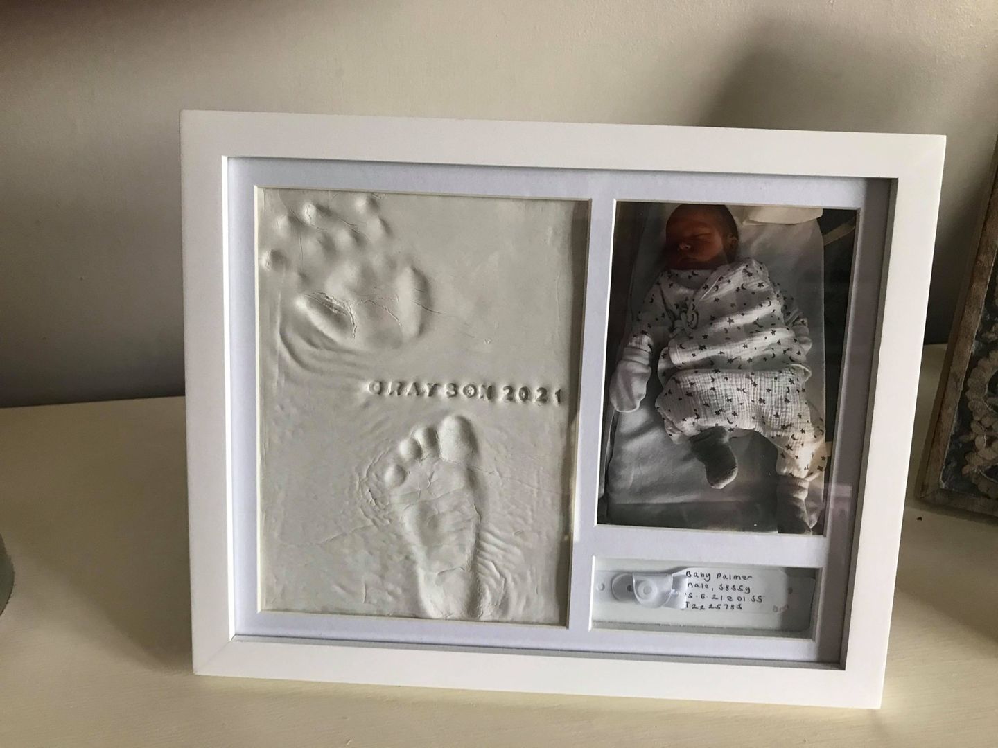Customer photo review of NOEL Baby Handprint & Footprint Keepsake Frame
