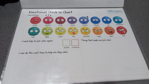 Customer photo review of FREE Emotions Chart for 3-4yo+