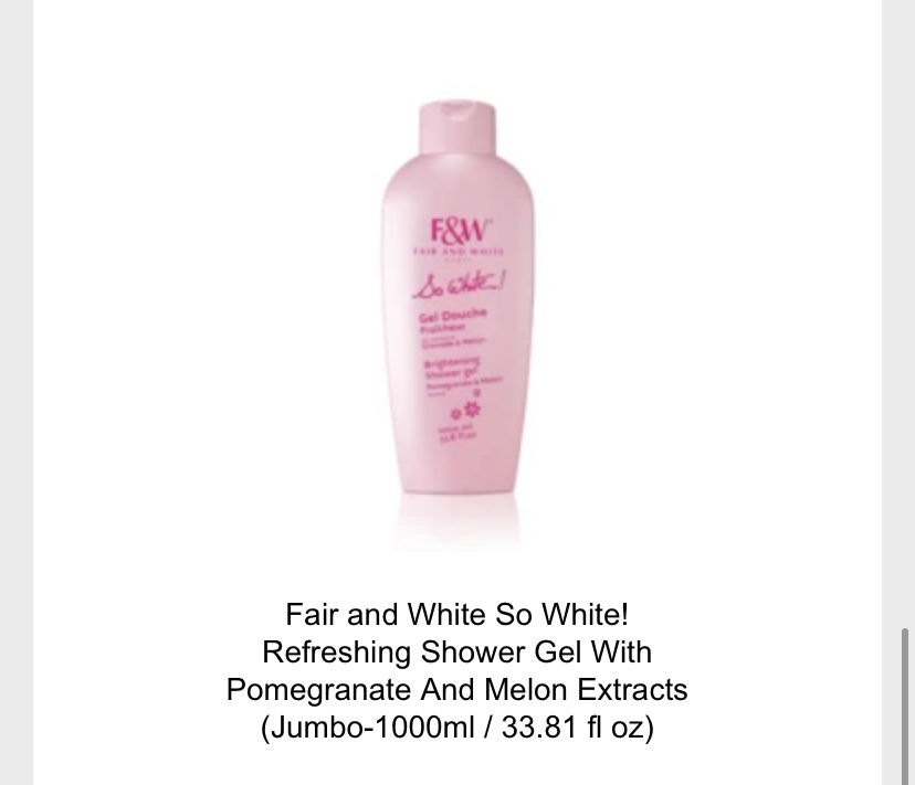 Customer photo review of Fair and White So White! Refreshing Shower Gel With Pomegranate And Melon Extracts (Jumbo-1000ml / 33.81 fl oz)