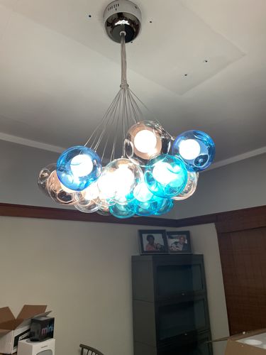 Customer photo review of Modern Multi-Color Cluster Bubble Chandelier