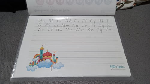 Customer photo review of Digital: FREE Sample Fonts 123 ABC Tracing Mat for 4yo+