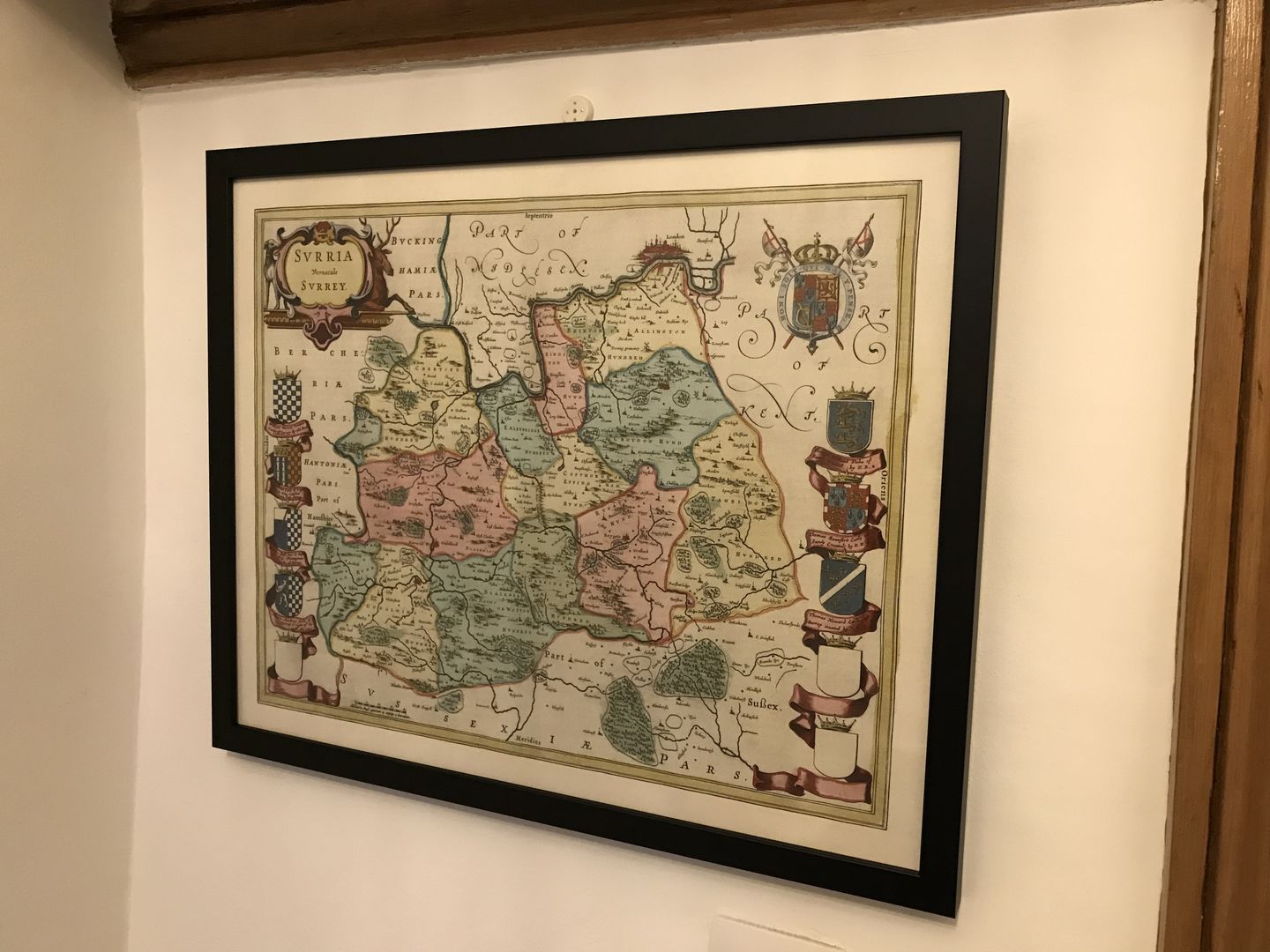 Customer photo review of Old Map of Surrey in 1665 by Joan Blaeu - Woking, Guildford, Croydon, Richmond, Kingston, Reigate
