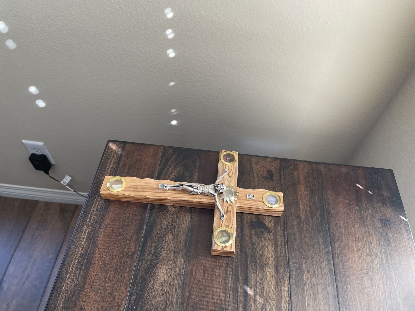 Customer photo review of Olive Wood Plain Crucifix (With Star of Bethlehem) - Holy Land Crucifixes