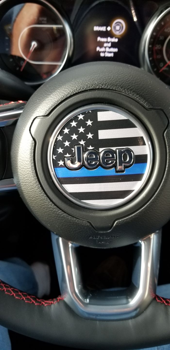Customer photo review of First Responder Flag Steering Wheel Decal for Jeep
