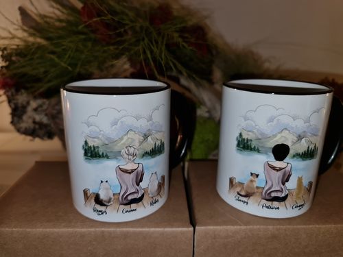 Customer photo review of Mug personnalisé | Fille et jusqu'à 3 chats