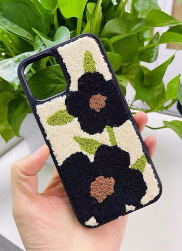 Customer photo review of Black Flower Teddy iPhone Case