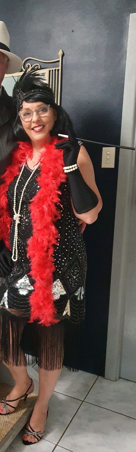 Customer photo review of 1920s Black & Silver Beaded Lola Gatsby Dress