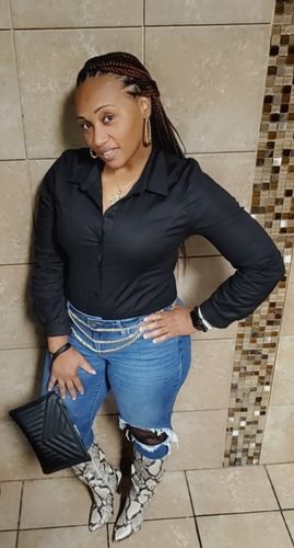 Customer photo review of Button Down L/S Bodysuit (Black)