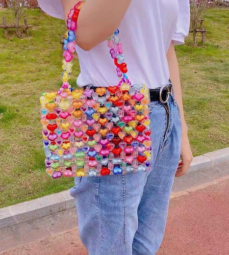 Customer photo review of Candy Hearts Beaded Handbag