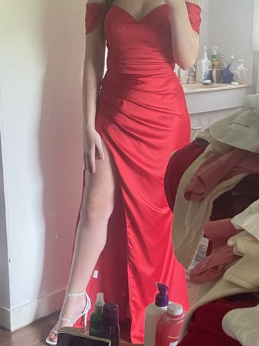Customer photo review of Carmen Satin Gown - Red