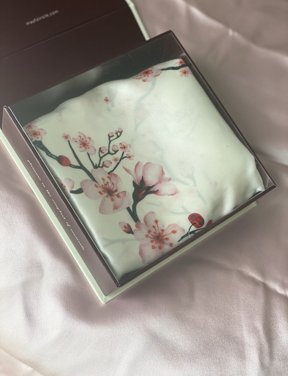 Customer photo review of Cherry Blossom Pure Silk Pillowcase
