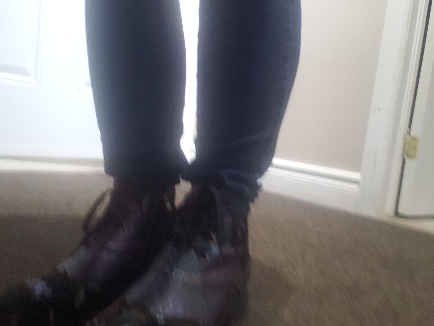 Customer photo review of Genuine Leather Embossed Comfy Ankle Boots