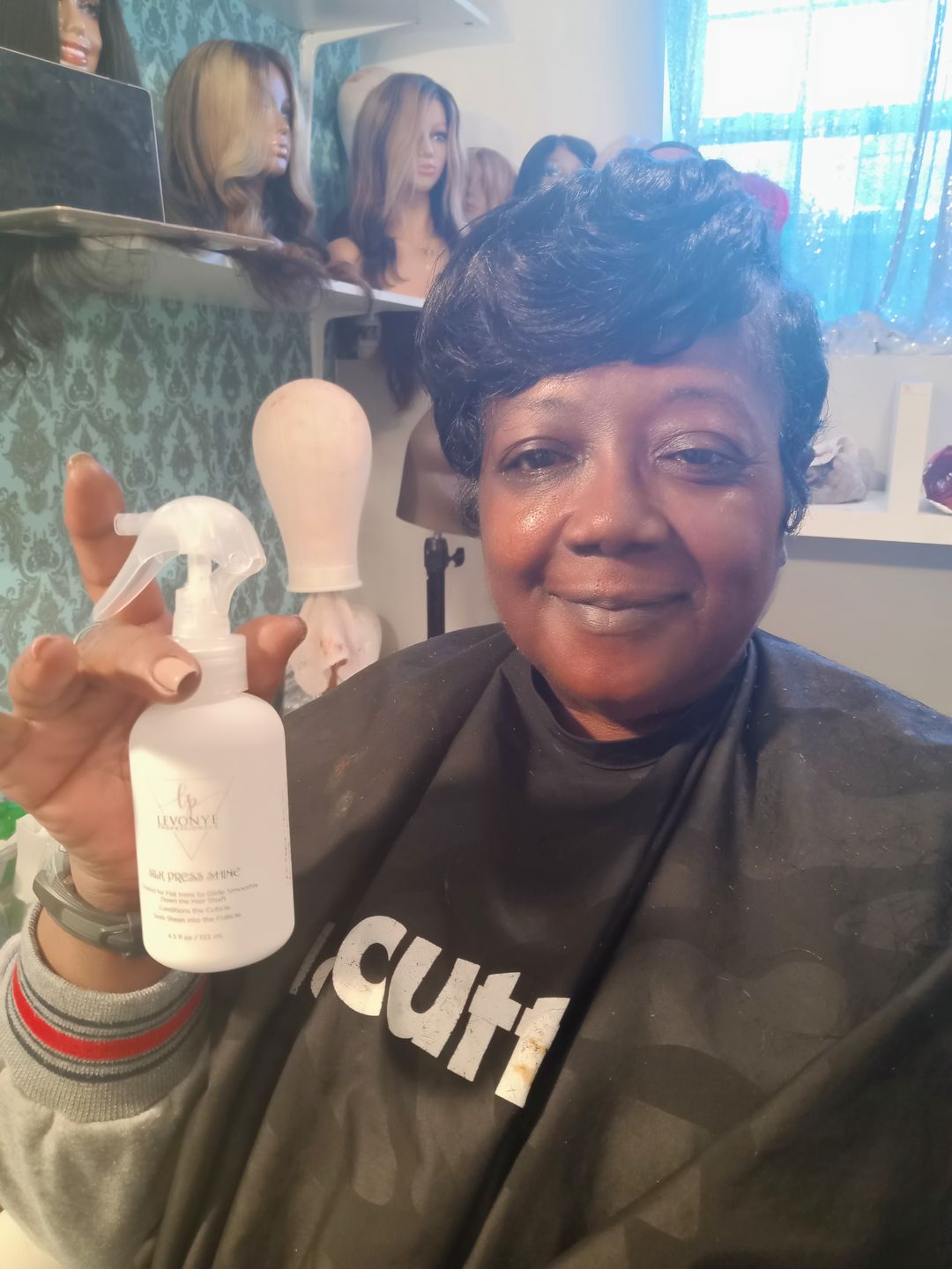 Customer photo review of "I AM" Silk Press Shine thermal protectant spray