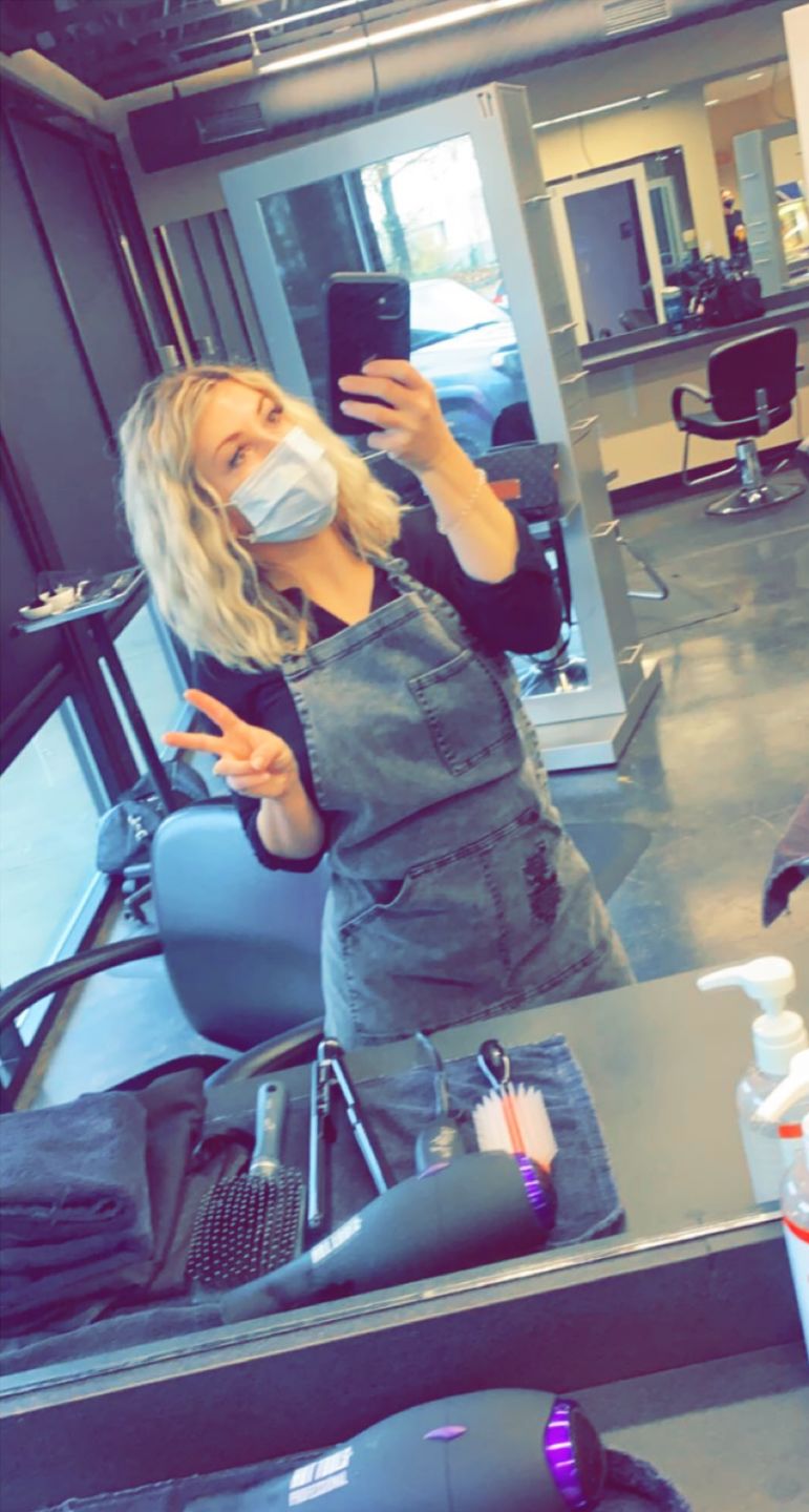 Customer photo review of Black Acid Washed Denim Apron