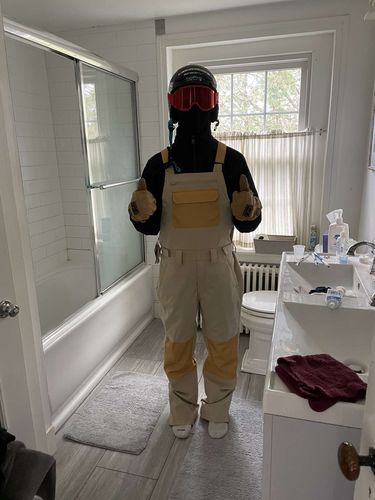 Customer photo review of HOTIAN Men's Ski Bibs with Big Pocket Snowboard Pants