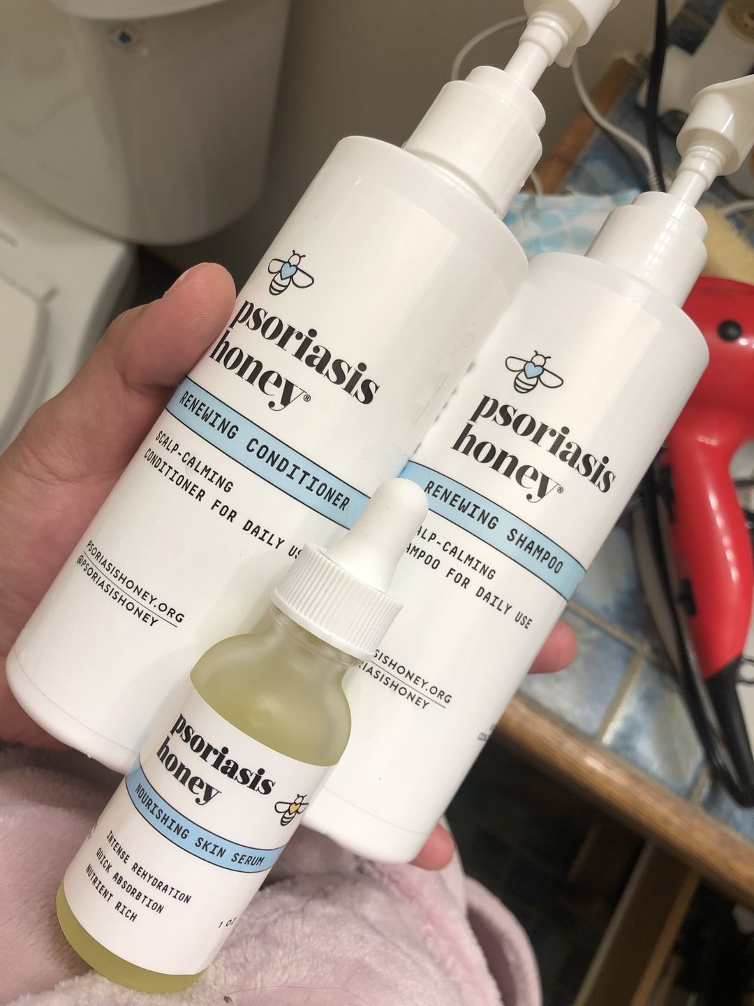 Customer photo review of Psoriasis Honey Scalp Nourishing Kit