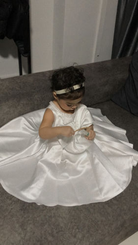 Customer photo review of Elegant Sweet White Bow Princess Dress