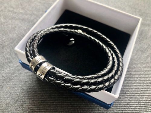 Customer photo review of LOANYA Leather Bracelet For Men With Personalized Beads