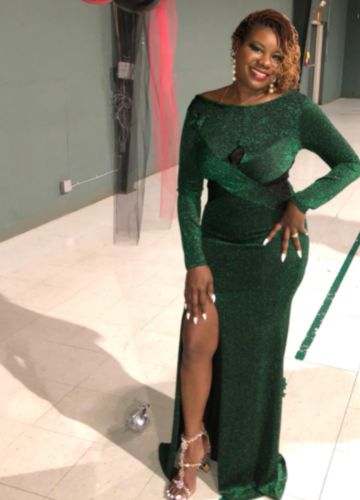 Customer photo review of Bright Silk Luxe Cutout Backless Maxi Dress