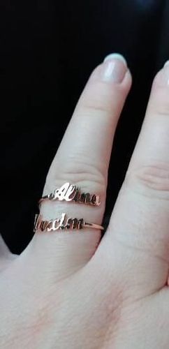 Customer photo review of LOANYA Ring With Two Engraved Names