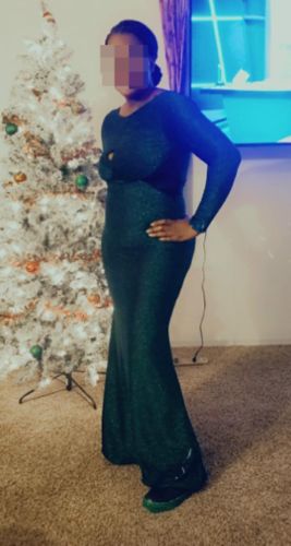 Customer photo review of Bright Silk Luxe Cutout Backless Maxi Dress