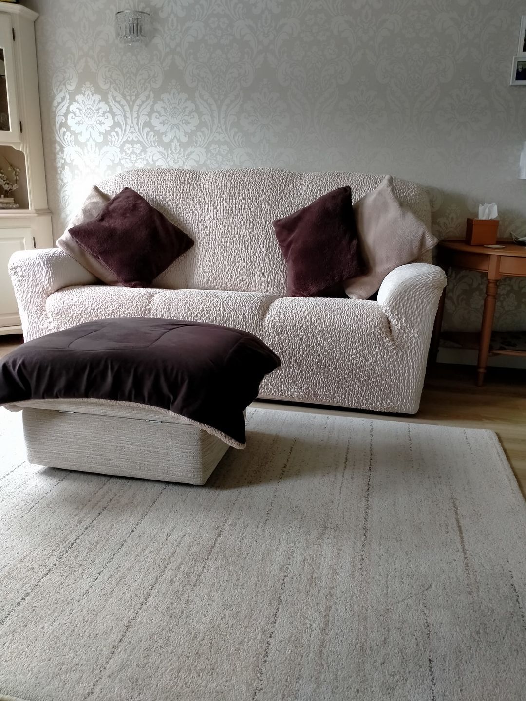 Customer photo review of 3 Seater Sofa Cover - Beige, Velvet Collection