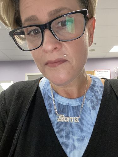 Customer photo review of Double Plated Gothic Name Necklace with Cuban Chain