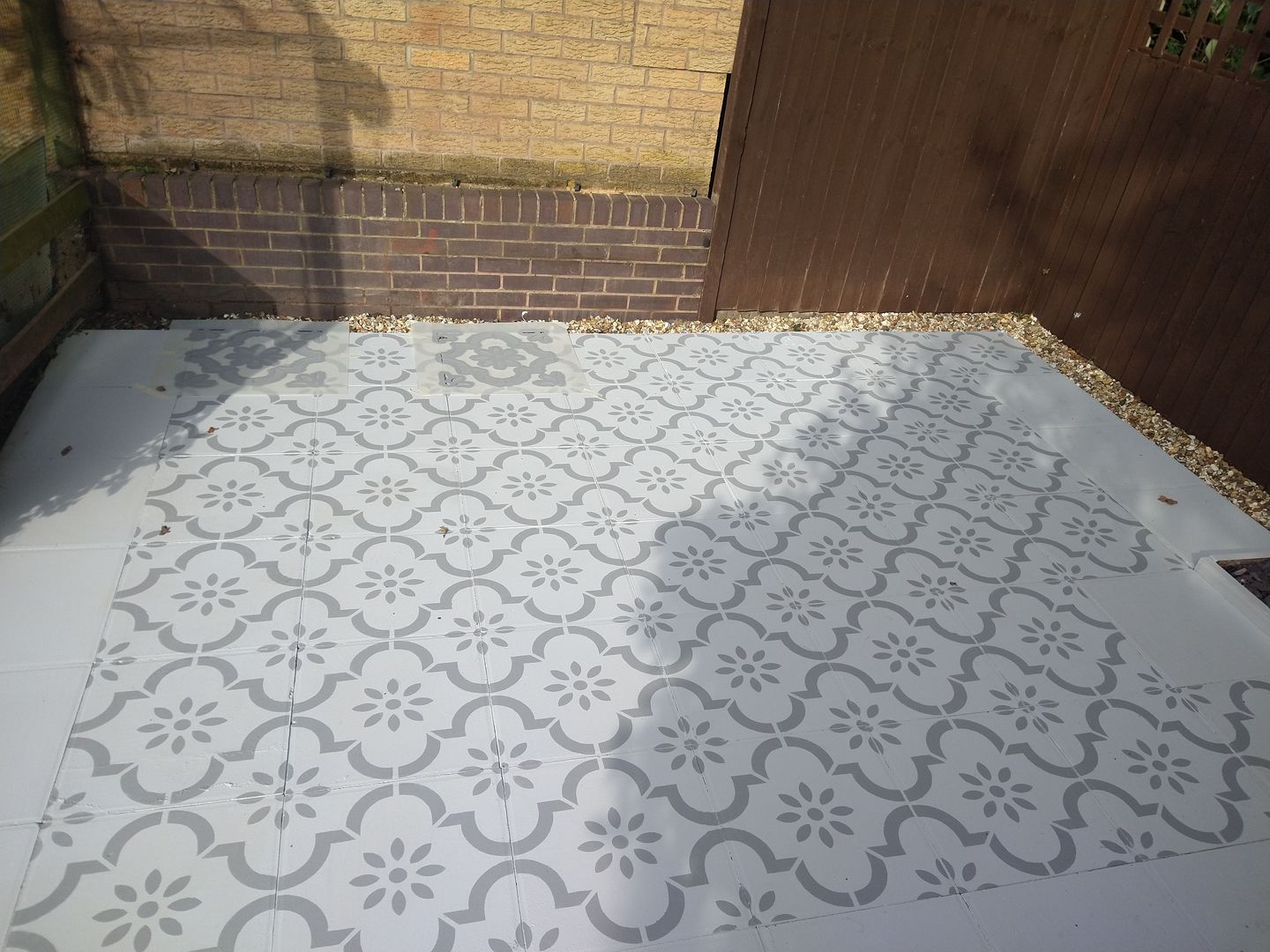 Customer photo review of Jannah Patio Stencil - Square Slabs