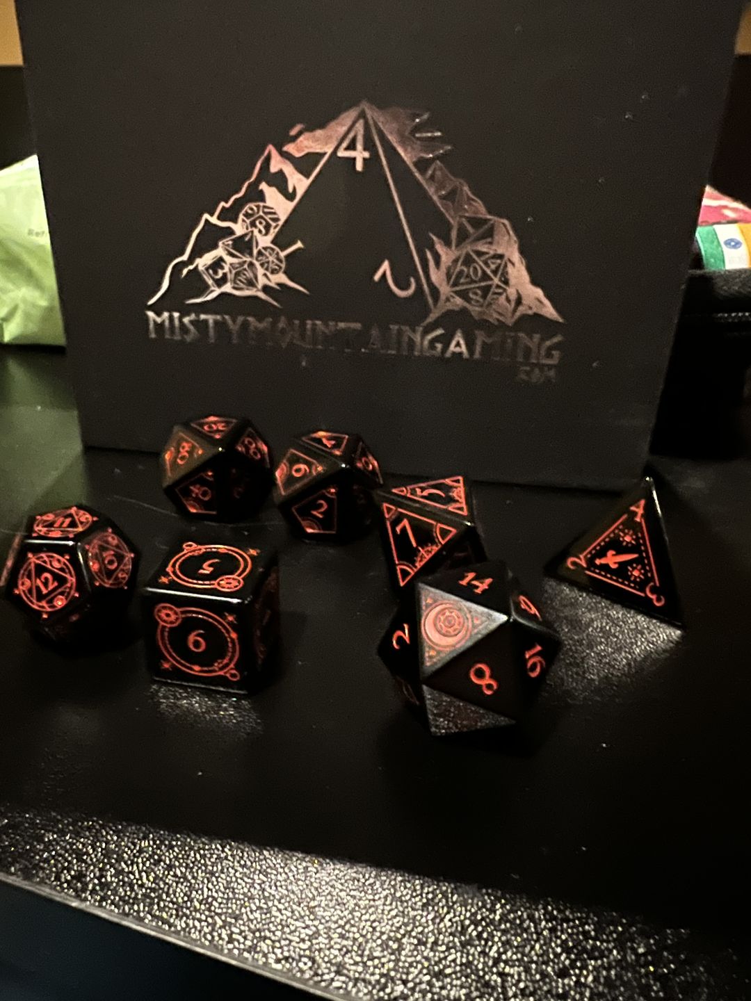 Customer photo review of FABLED MARK - BLACK OBSIDIAN STONE DICE SET