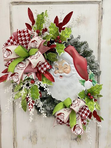 Customer photo review of 12"H X 11.75"L Metal Embossed Santa Face White/Red MD0621
