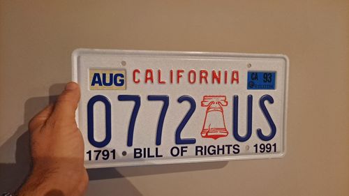 Customer photo review of CALIFORNIA BILL OF RIGHTS LICENSE PLATE 6"x12" (156.5mm x 305mm)