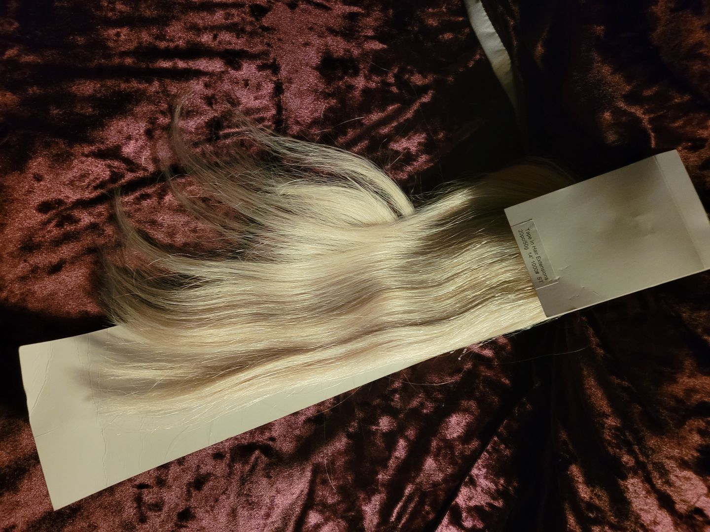 Customer photo review of Full Shine Tape in Hair Extensions Remy Human Hair White Blonde (#1000)