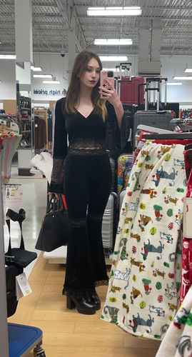 Customer photo review of Goth High Waist Flared Pants