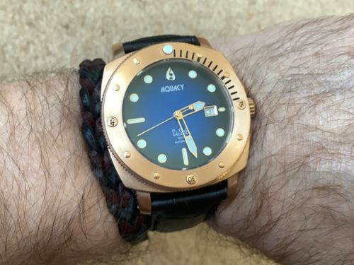 Customer photo review of Aquacy Bronze CuSn8 Series Automatic Men's 200m Watch 44mm Black/Blue Dial