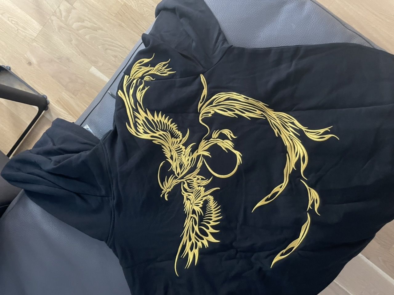 Customer photo review of Golden Phoenix Embroidered Hoodie