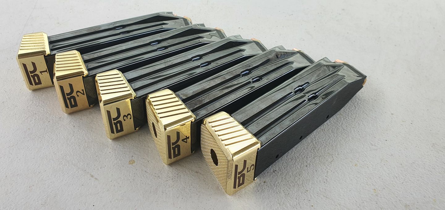 Customer photo review of STI 2011 Staccato/BUL Armory | Brass | Double Stack Long Magazine Base Pad Set