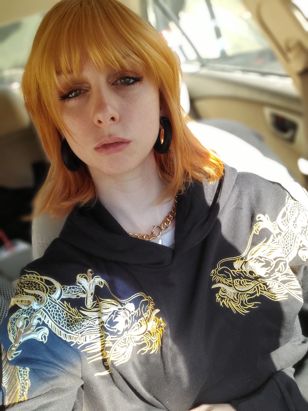 Customer photo review of Double Flying Dragons Embroidery Hoodie