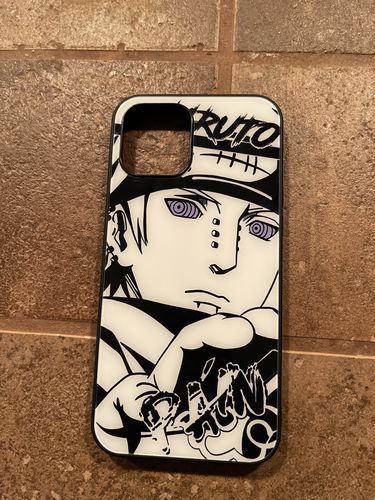 Customer photo review of Naruto Characters Sketch Tempered Glass Phone Case
