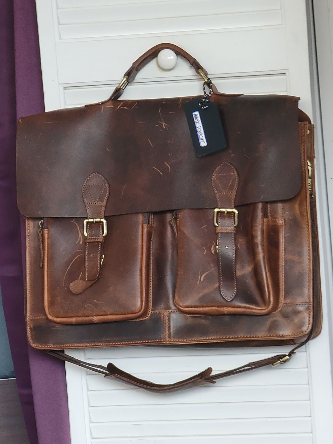 Customer photo review of Retro Buffalo Leather Briefcase