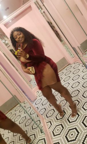 Customer photo review of Feather Mesh Patchwork Elegant Irregular Mini Dress