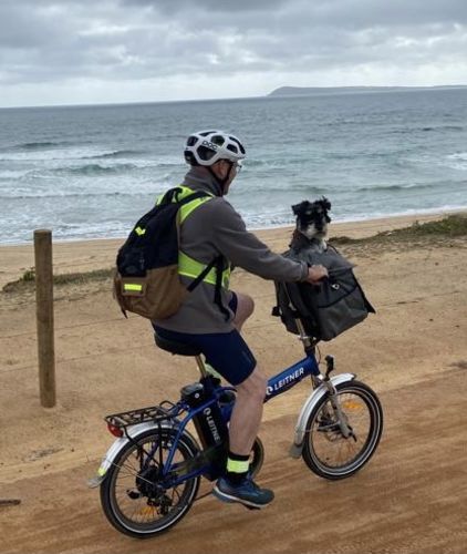 Customer photo review of All In One Pet Carrier Bag | Dog Bike Basket | Backpack for Dogs & Cats | Car Booster Seat