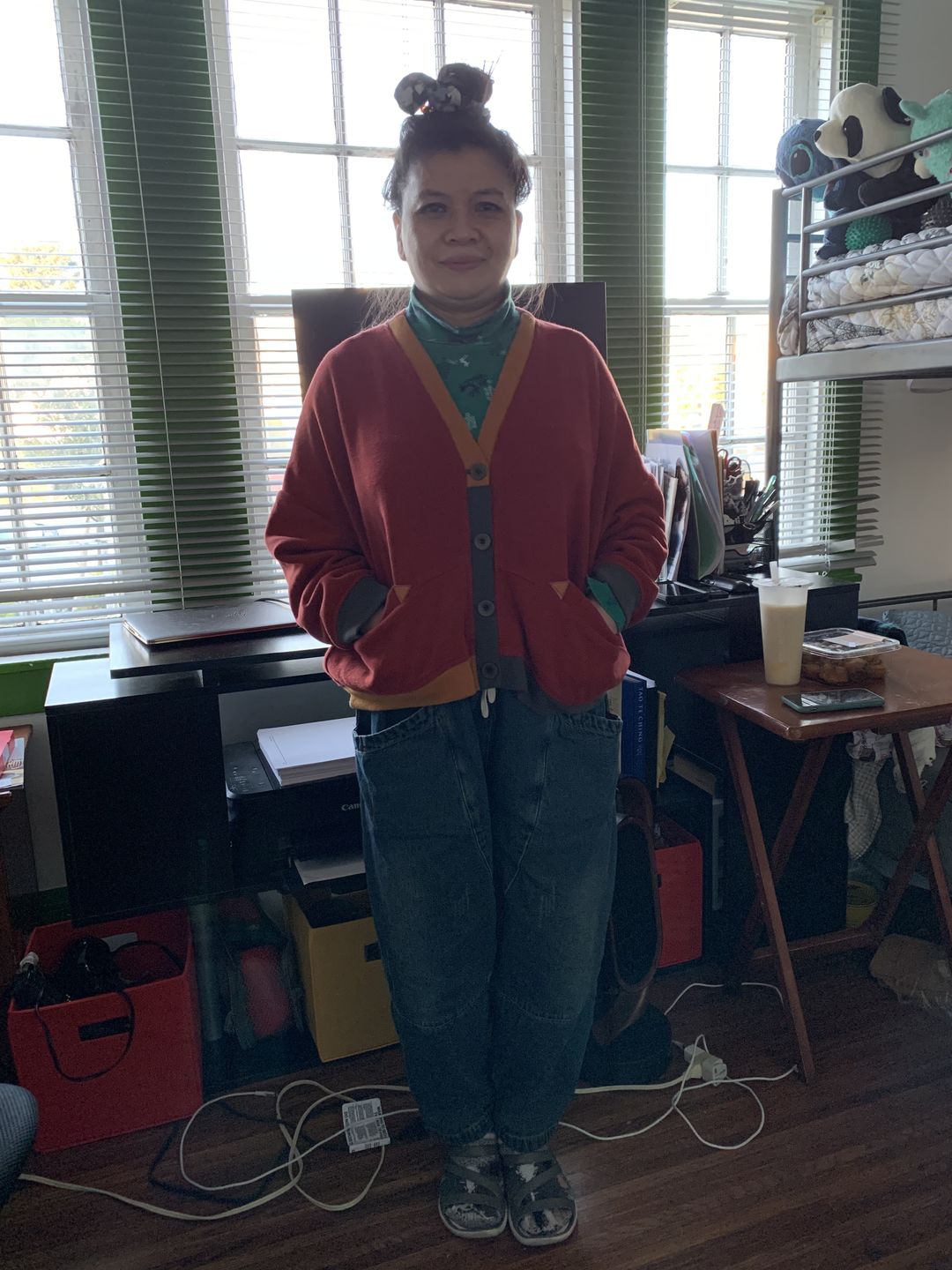 Customer photo review of Plus Size - Color Contrast Pocket Breasted Long Sleeve Coat