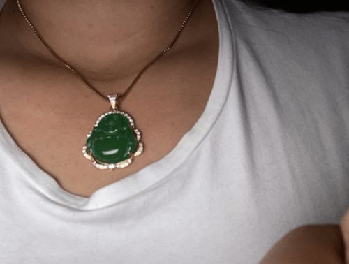 Customer photo review of FREE Today: Laughing Buddha Jade Pendant Wealth Necklace