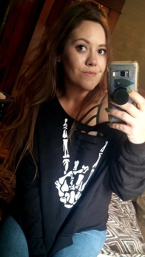 Customer photo review of 153 - Regret Wide Neck Sweatshirt